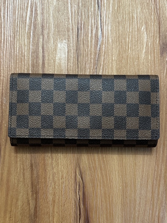 None Accessories - Classic Brown Checkered Long Card Holder Wallet